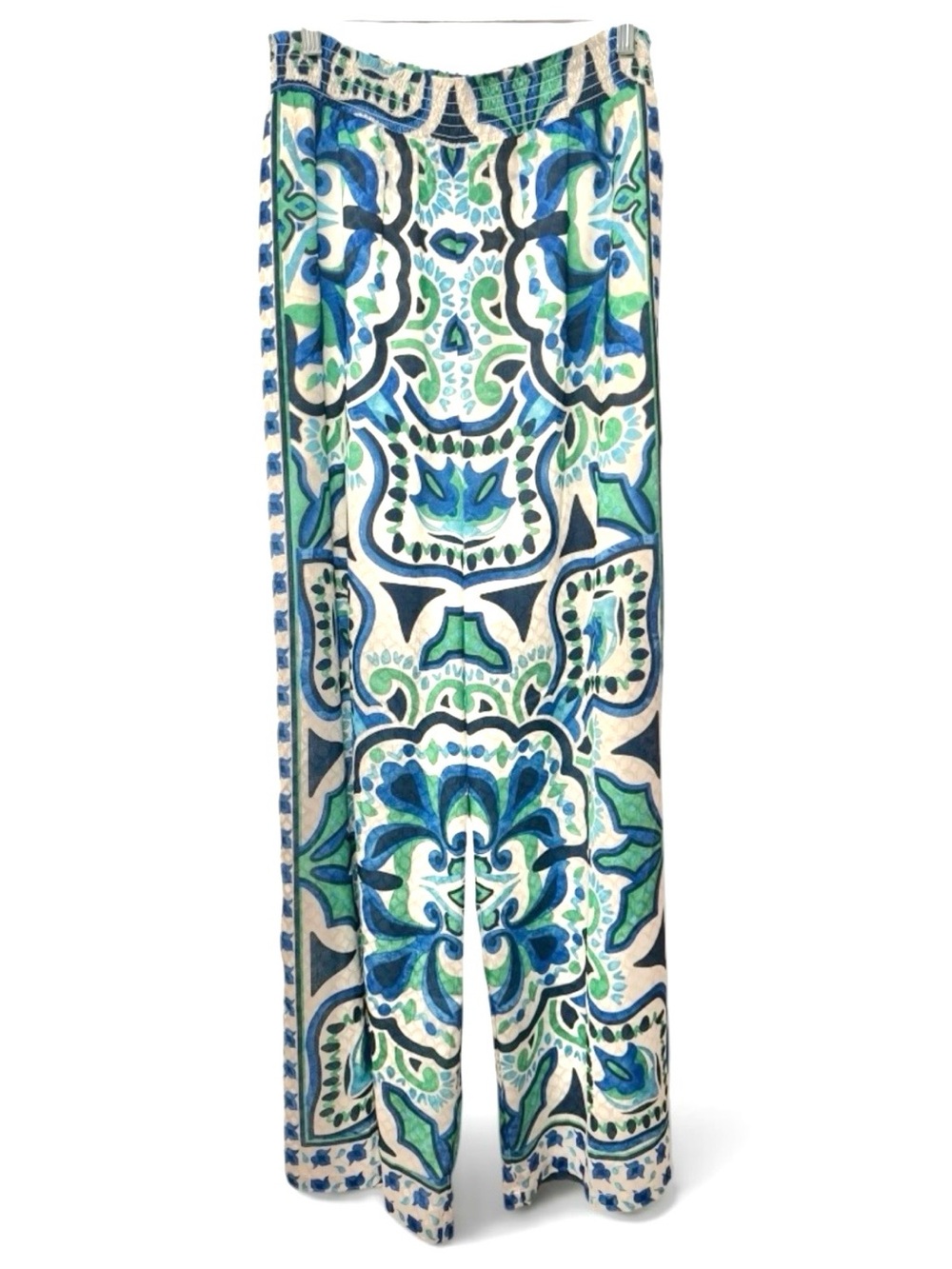 Current Air Los Angeles Boho Breeze High Rise Tile Print Palazzo Pants Large NWT - Picture 2 of 10